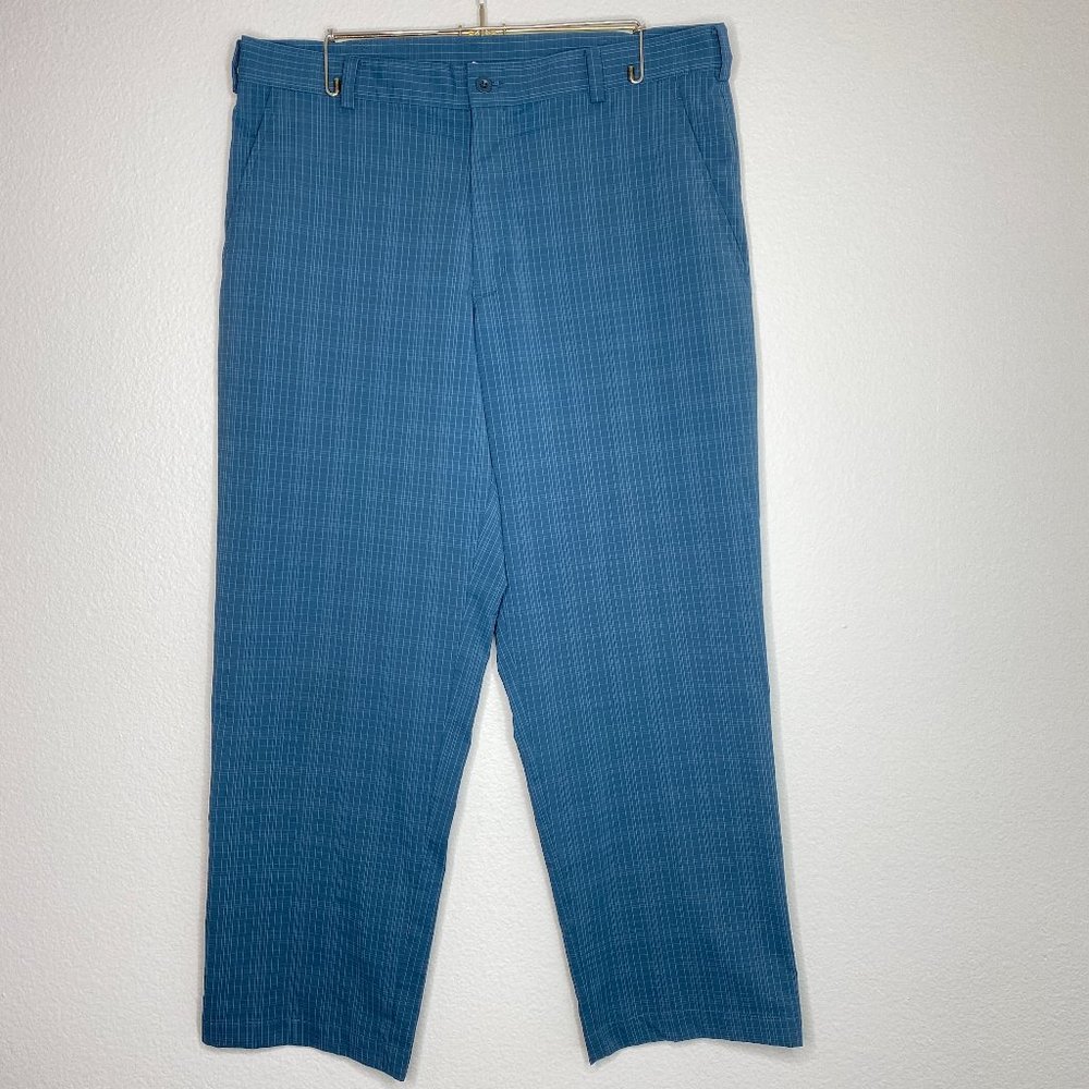 Nike Golf Dri-Fit Mens Size 34x28 Blue Plaid Tapered Leg Fit Lightweight Pants